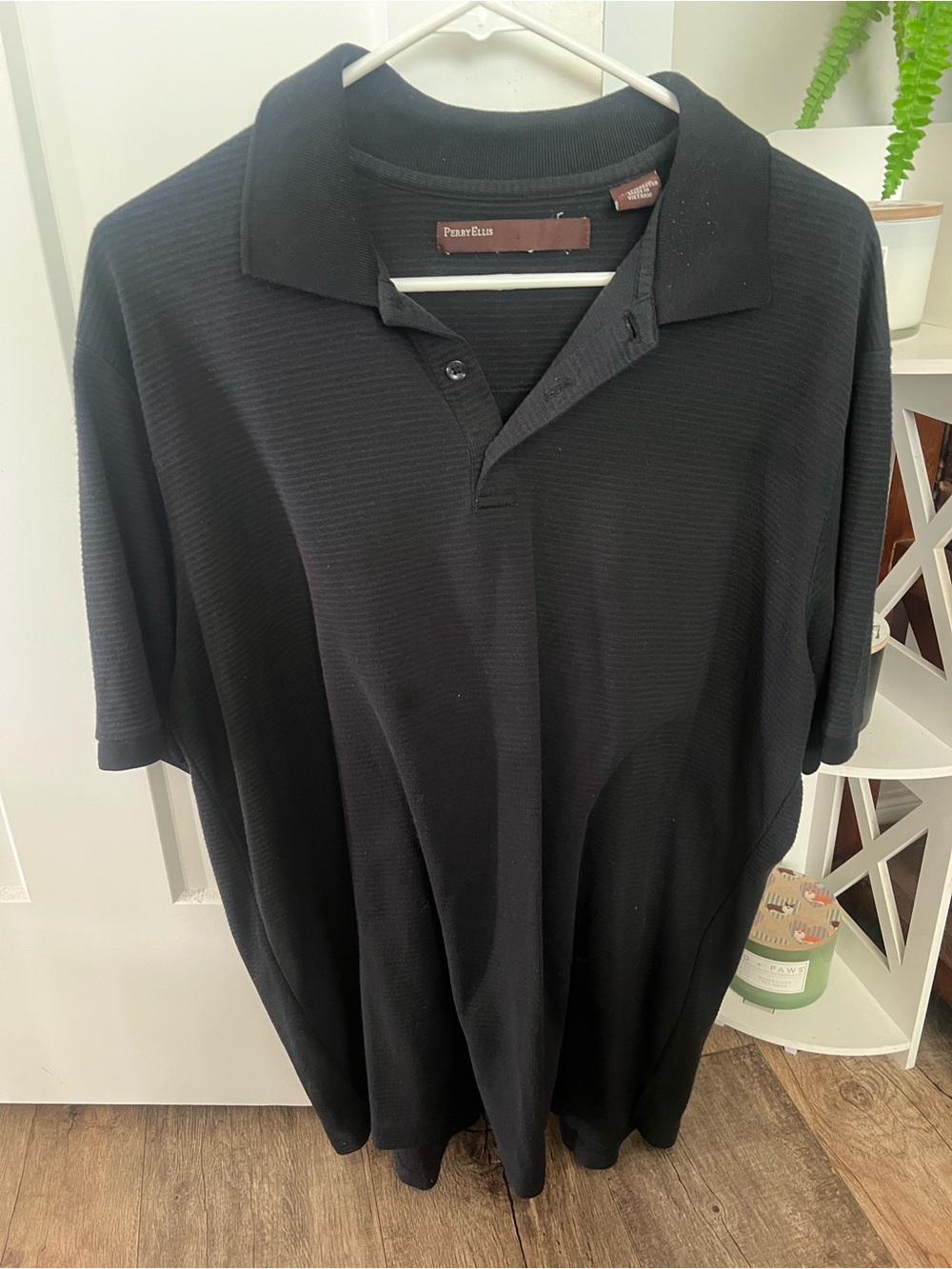 Perry Ellis Black Stripe Men's Short-Sleeve Polo